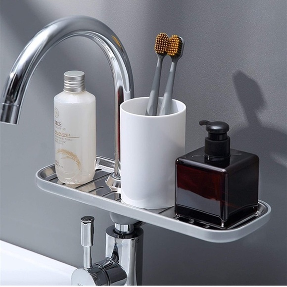 NWT Stainless Steel Faucet Sponge Holder, Soap Rack, Sink Brush,Faucet Storage - Picture 1 of 7
